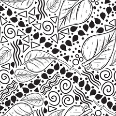 Fun and Quirky Leaf and Doodle Pattern
