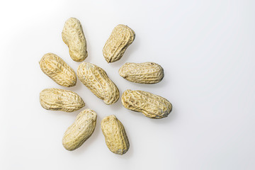 Crispy peanuts on a white background