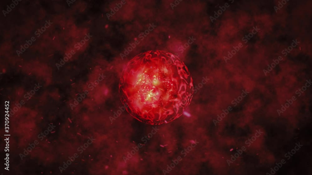 Poster seamless loop animation for motion graphics abstract red fire cosmos planet or power energy fusion a
