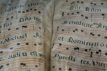 Naklejka premium libro de coro, iglesia del monasterio de San Pedro, siglos XI-XII,Siresa,valle de Hecho, pirineo aragones,Huesca,Spain