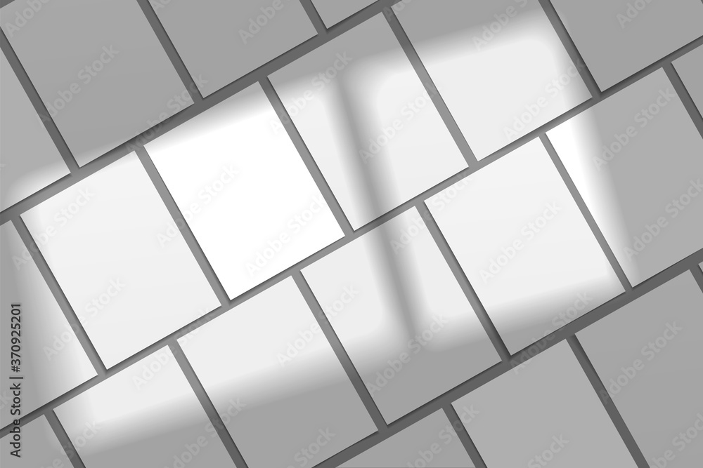 Poster set of blank a4 paper sheets, poster mockup with with soft window shadow. vector illustration