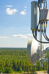 5G GSM LTE 4G mobile internet transmitters close-up. Concept for high speed 5G internet and GSM...