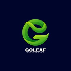 Vector Logo Illustration Go Leaf Gradient Colorful Style.