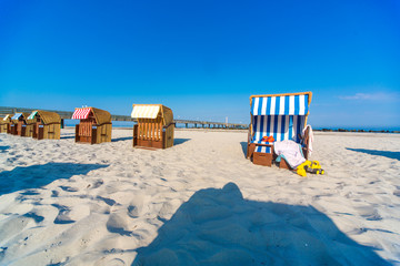 Ostsee, baltic sea, Urlaub, Strandkorb, Morgens, Wustrow, Fischland, Darß