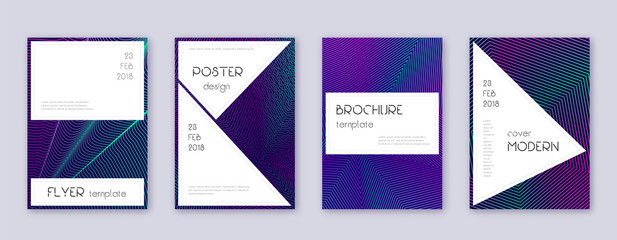 Stylish brochure design template set. Neon abstrac