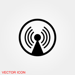 Antenna icon. Radar satellite dish - Vector icon
