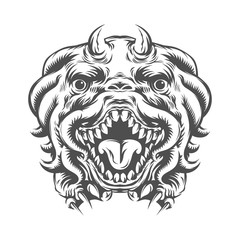 animal head monster from imagination. vector illustration. creative drawing.  for tattoo or t shirt