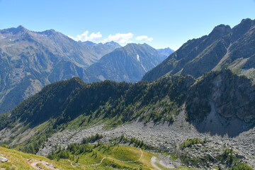 Fototapeta premium panorama of the mountains surrounding Punta Regina on the border between the Gressoney and Champoluc valleys, in the Aosta Valley