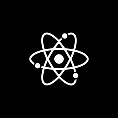 Atom icon, black science fiction atom icon