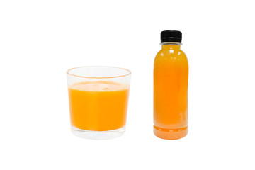 100% Orange juice isolated on white background.