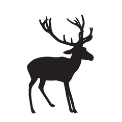 Silhouette of a forest deer. New year's helper of Santa Claus.Vector Illustration