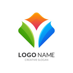 letter y logo design, modern 3d logo style in gradient vibrant colors - obrazy, fototapety, plakaty