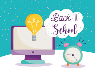 back to school, computer alarm clock idea elementary education cartoon