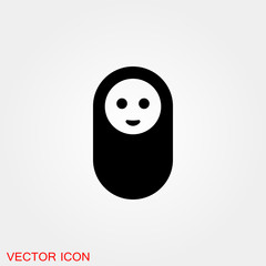 Baby changing diapers flat icon sign. vector