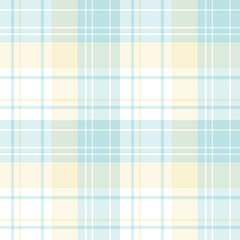 Seamless pattern in simple white and light yellow and blue colors for plaid, fabric, textile, clothes, tablecloth and other things. Vector image.