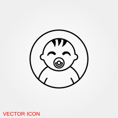 Baby changing diapers flat icon sign. vector