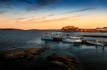 Harbor at the sunset in Hyeres, France