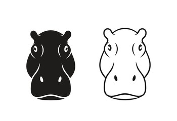 Hippopotamus head  logo. Isolated hippopotamus head on white background
