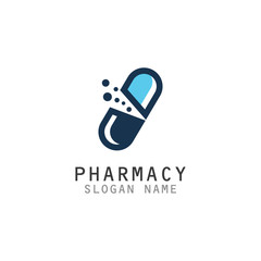 Capsule Drug vector logo creative for Pharmacy Graphic design