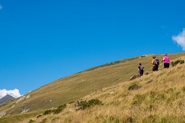 Obraz premium Trekking scene on Lake Como alps