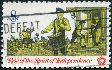 USA - 1973: shows Drummer, Communications in Colonial Times, Rise of the Spirit of Independence,...