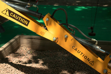 Mini excavator hydraulic mechanism close up