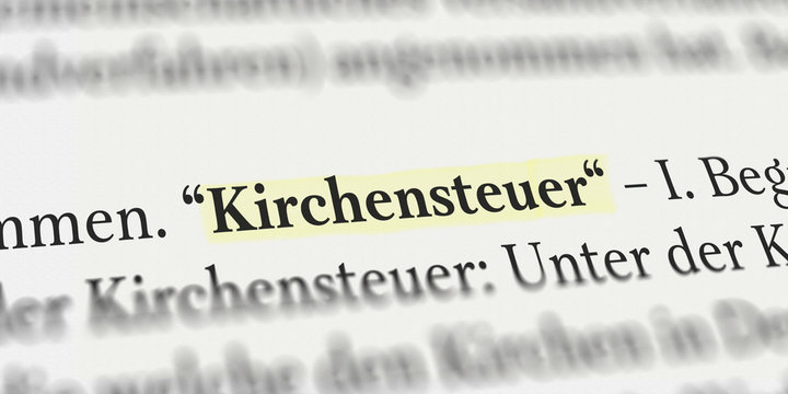Das Wort Kirchensteuer im Lexikon mit Textmarker markiert