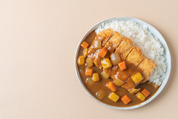 fried chicken cutlet curry with rice