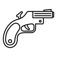 Flare gun icon. Outline flare gun vector icon for web design isolated on white background