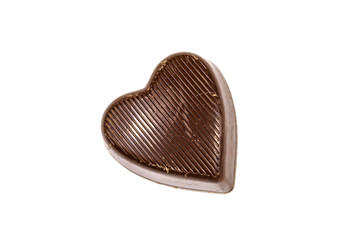 Heart shaped chocolate candy isolated on a white background