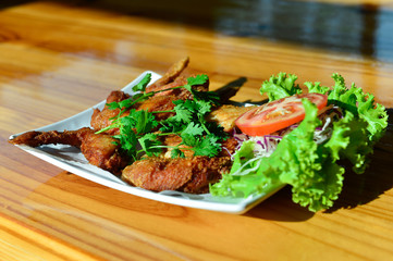 
Thai Food and Beverage, Som Tam, Fried Fish, Delicious, Mae Sai District, Chiang Rai Province, Thailand