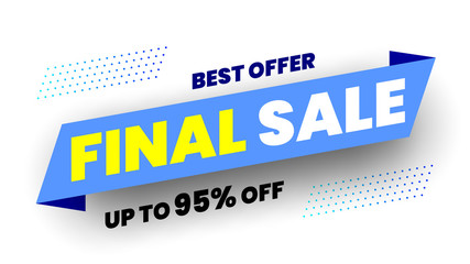 Best offer final sale banner. Blue ribbon. Vector illustration.