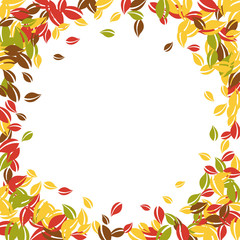 Falling autumn leaves. Red, yellow, green, brown c