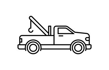 Cargo tow truck, vector linear icon.