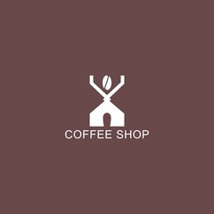 Coffee shop logo. Simple natural home logo design, cafe or restaurant logo, coffee and tea shop for business.