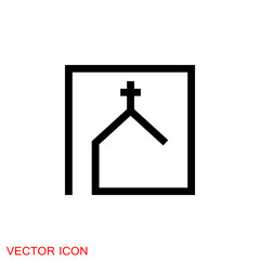 Church vector icons of religious christianity signs and symbols