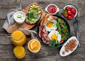 Fototapeta na wymiar Traditional breakfast with Fried Eggs