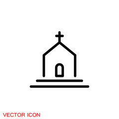Church vector icons of religious christianity signs and symbols