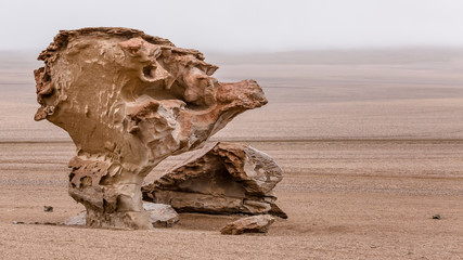 strange rock formation in the Salvador Dali desert area in Bolivia