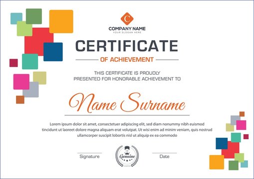 Creative Multi color certificate design