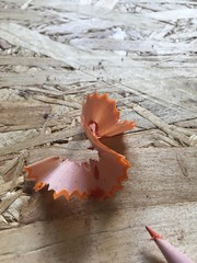 colored pencils and shavings
