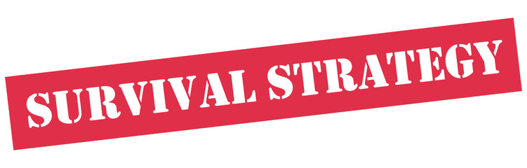SURVIVAL STRATEGY Vector stamp. White isolated