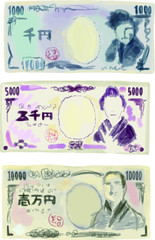 日本円の紙幣のイラストセット
