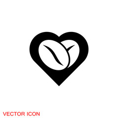 Coffee bean icon. Hot roast pink strawberry coffee bean