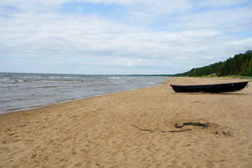fishing boat on the beach near Riga