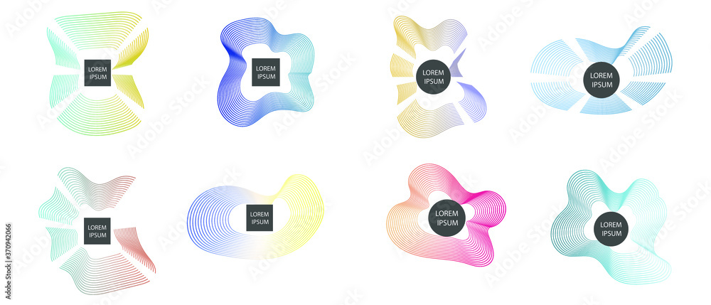Poster set of modern abstract graphic elements. gradient abstract banners with different shapes. template f