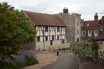 Fototapeta na wymiar The Westgate Hall and Town Wall in Southampton, Hampshire in the UK