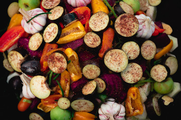 vegetables in a cauldron in nature