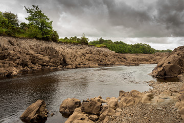 Water of Ken river flowing through a rocky gorge near Dalry, Galloway, Scotland