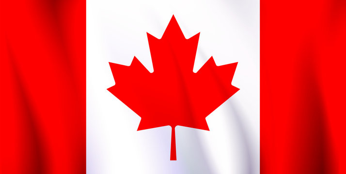horizontal white-red Canadian flag with a maple leaf in the center